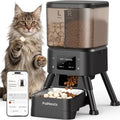 Palnests Smart 2-Hopper Automatic Feeder - 4L Dry Food Dispenser with Stainless Steel Bowls, 2.4Ghz & 5Ghz Dual-Band Wifi Sync, Airtight Design, App Control, Timed Feeding, Dual Power Backup, Low Food Alerts for Cats & Small/Medium Dogs